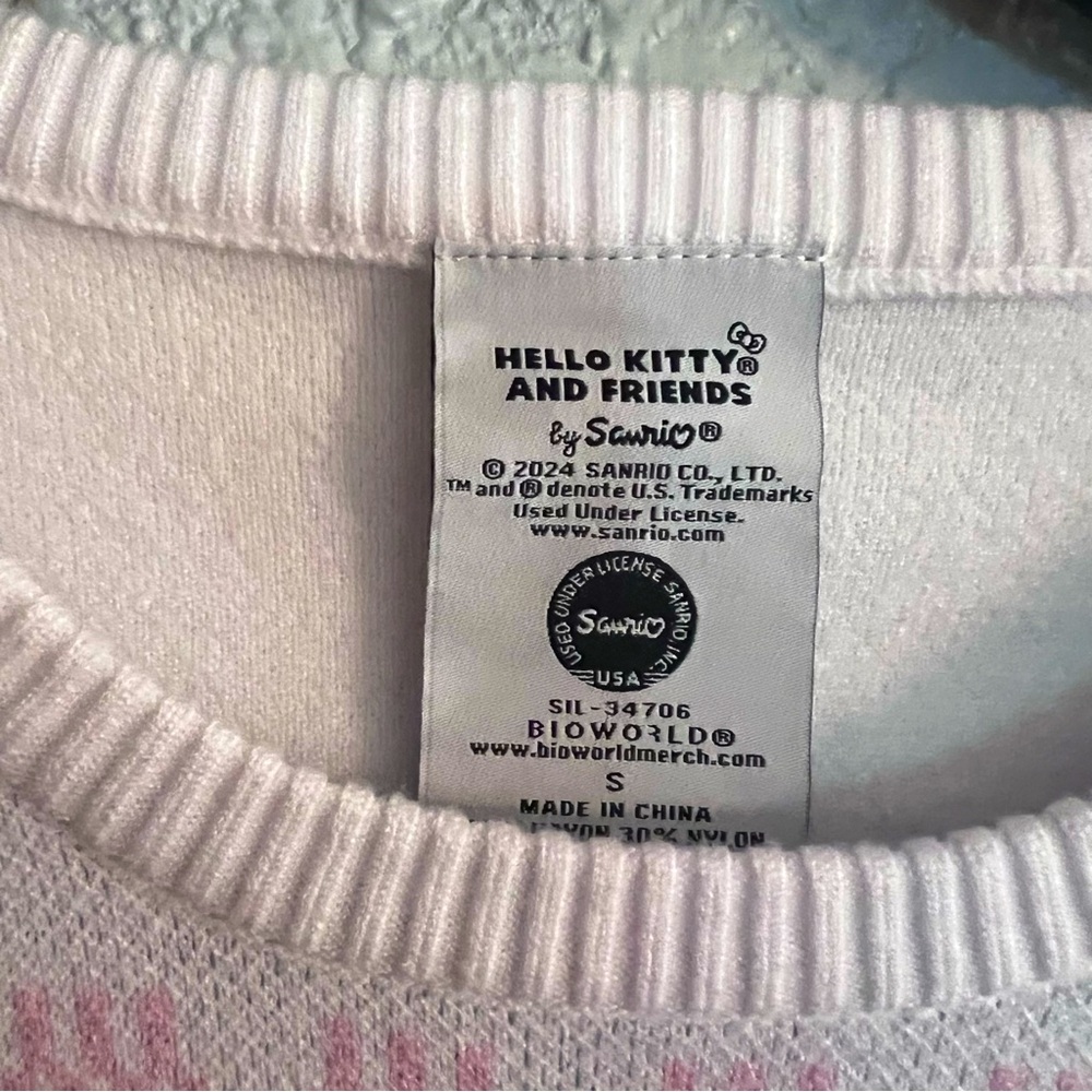 Hello Kitty Pink and White Crew Neck Sweater - Picture 4 of 7